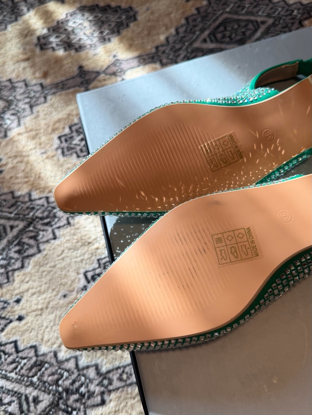 Embellished Green Slingback Flats by - Picture 9 of 9